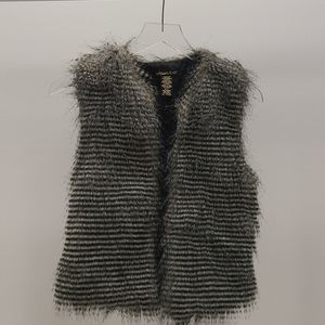 gray fur vest